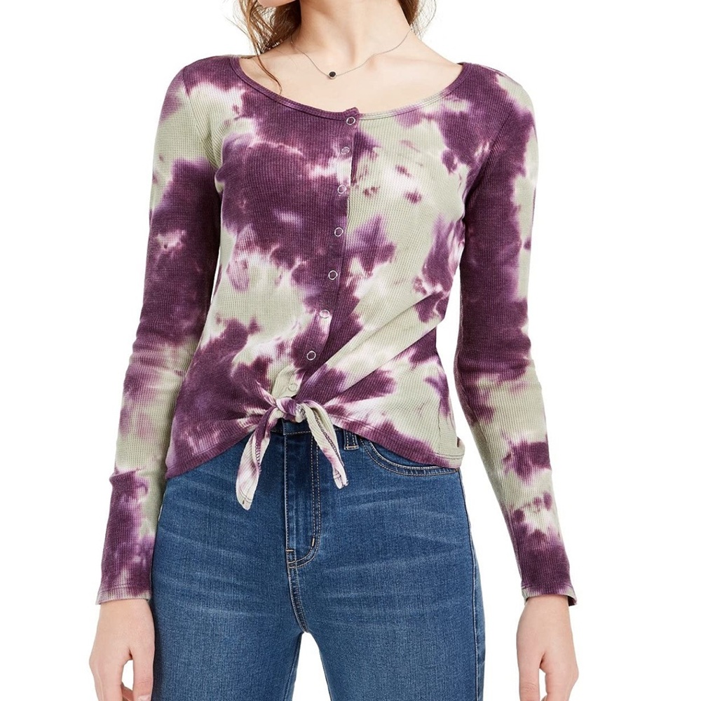 ULTRA FLIRT Juniors Tie-Hem Long
Sleeve Tie Dye Thermal Top Size Small NWT